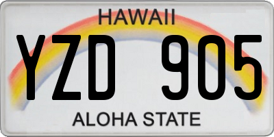 HI license plate YZD905