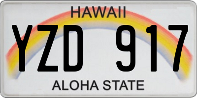 HI license plate YZD917