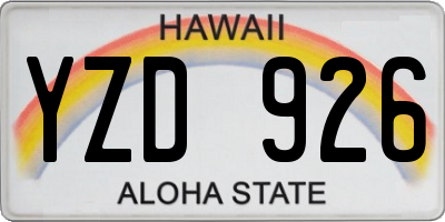 HI license plate YZD926