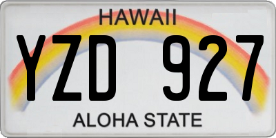 HI license plate YZD927