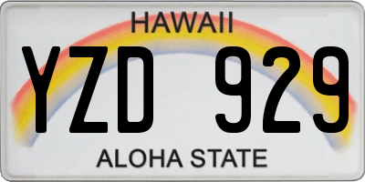 HI license plate YZD929