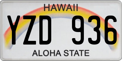 HI license plate YZD936