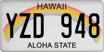 HI license plate YZD948