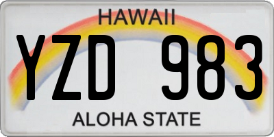 HI license plate YZD983