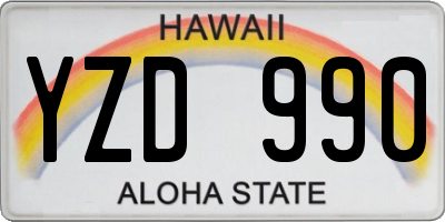 HI license plate YZD990
