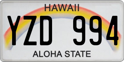 HI license plate YZD994