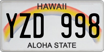 HI license plate YZD998