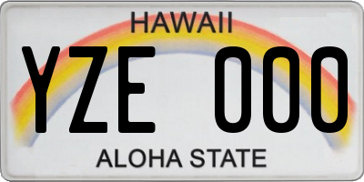 HI license plate YZE000