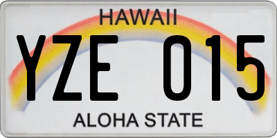 HI license plate YZE015