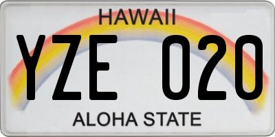 HI license plate YZE020