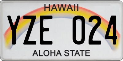 HI license plate YZE024