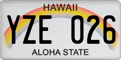 HI license plate YZE026