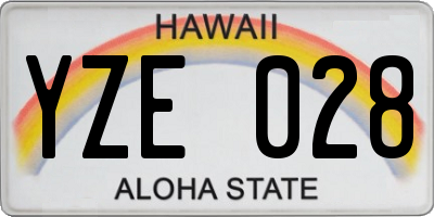 HI license plate YZE028