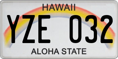 HI license plate YZE032