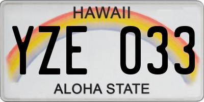 HI license plate YZE033