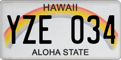 HI license plate YZE034