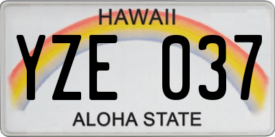 HI license plate YZE037