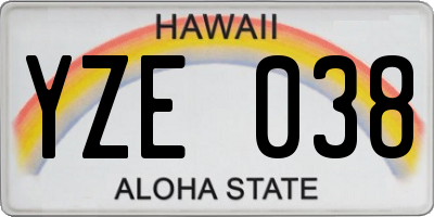 HI license plate YZE038