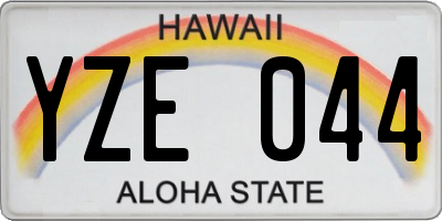 HI license plate YZE044