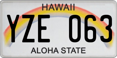 HI license plate YZE063