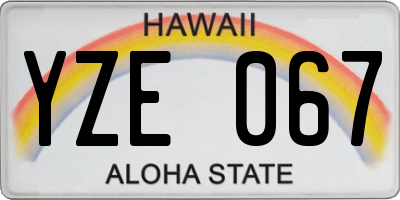HI license plate YZE067