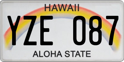 HI license plate YZE087