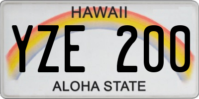 HI license plate YZE200