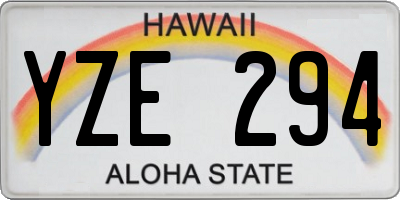 HI license plate YZE294