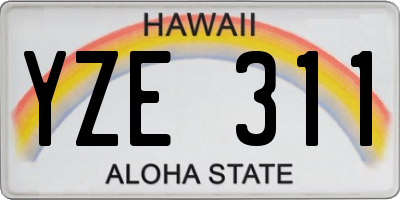 HI license plate YZE311