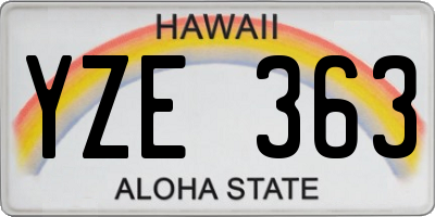 HI license plate YZE363