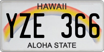 HI license plate YZE366