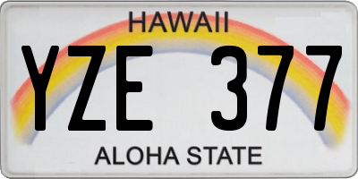 HI license plate YZE377