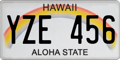 HI license plate YZE456