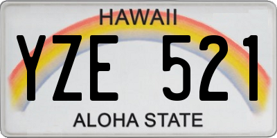 HI license plate YZE521