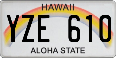 HI license plate YZE610