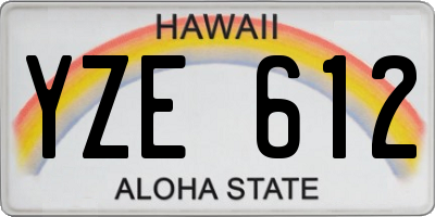 HI license plate YZE612