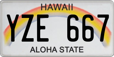 HI license plate YZE667