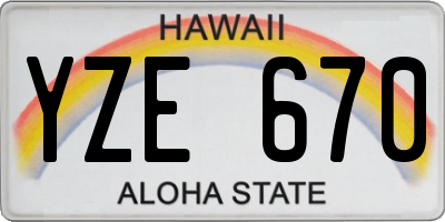 HI license plate YZE670