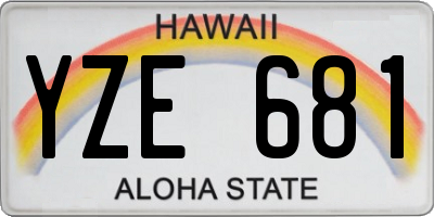 HI license plate YZE681