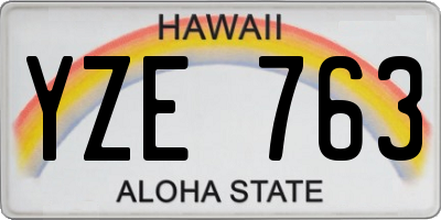 HI license plate YZE763