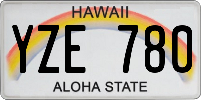 HI license plate YZE780