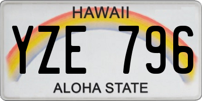 HI license plate YZE796