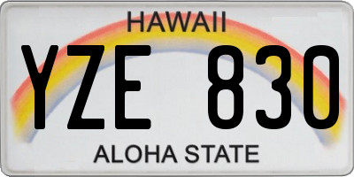 HI license plate YZE830