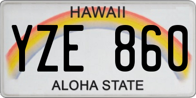 HI license plate YZE860