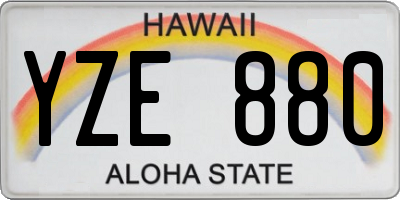 HI license plate YZE880