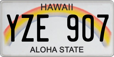 HI license plate YZE907