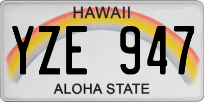 HI license plate YZE947