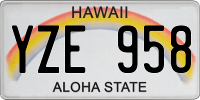 HI license plate YZE958