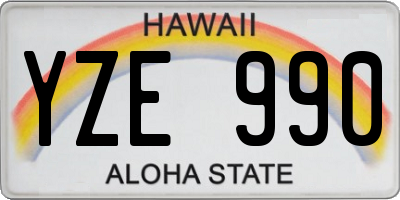 HI license plate YZE990