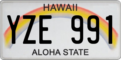 HI license plate YZE991